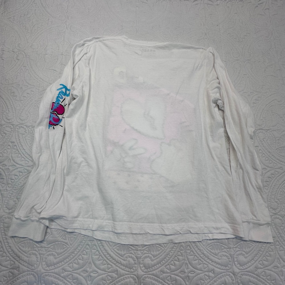 Reason Brand Faded Graphic Long Sleeve Shirt White Mens Large Streetwear Tee - Picture 8 of 8